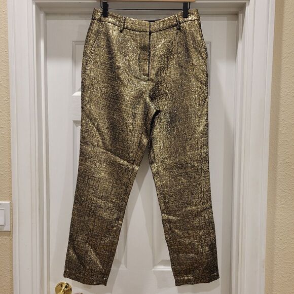 Michael Costello X Revolve Waverly Pants. Textured metallic gold and black, Med - Picture 1 of 11